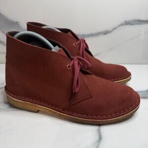 Clarks Original Women's Brick Red Suede Chukka Desert Boots Sz 8 Classic Preppy